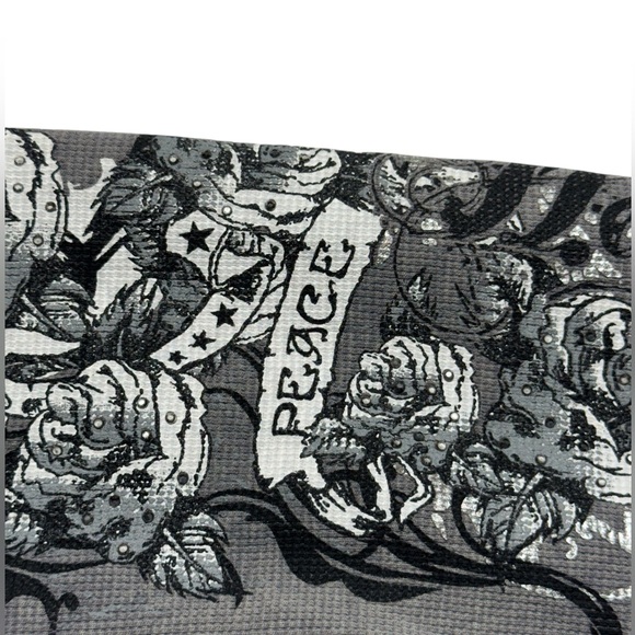 Vintage Y2K Harley Davidson Sz XL Tribal Rose Thermal Waffle Knit Hoodie Bling - Picture 4 of 16